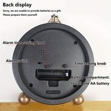 Mantel Clock Retro Vintage Non Ticking Table Desk Alarm Clock Battery Operated Silent Quartz Movement HD Glass For Bedroom Living Room Indoor Decoration - Multicolor - View 7