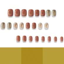 24 Pcs Fall Thanksgiving Orange Press On Nails Short Square - ZWENJIE Cute Glitter Fake Nails Press Ons Nail Art Tips With Autumn Leaves Lattice Design Full Cover Acrylic False Nails Glue On Nails Kit - 款式 J03 - 查看 11