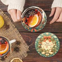 6 buc/set sau 420 buc/70 seturi suporturi pentru băuturi cu imprimeu de reni și clopoței de Crăciun, suporturi rotunde absorbante din cauciuc, cu fund moale din cauciuc gros de 10 cm/2 mm, suport din cauciuc moale, suporturi decorative, potrivite pentru căni, decor pentru masă de bucătărie, decor pentru bucătărie, decor pentru masă