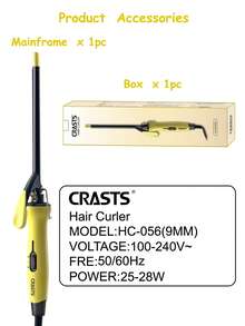 CRASTS 9mm Wool Curling Iron, Big Wave Curler, French Curl, Damage-Free Long-Lasting Styling, Straight & Curly Dual-Use Hair Curler - EU C Type Plug(220-240V) - View 12