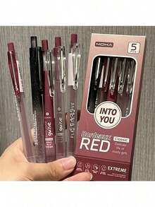 2 pezzi/Set Penne neutre in bordeaux rosso vintage con rilievo da 0,5 mm, Ritorno a scuola, Articoli di cartoleria, Forniture kawaii, Colori scolastici, Penne da scrittura, Regali bizzarri, Articoli economici, Decorazione cool (Confezionati)