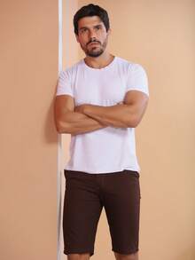 Men's Bermuda Shorts, Colored Twill, Premium Jeans, Various Colors - Coffee Brown - View 2