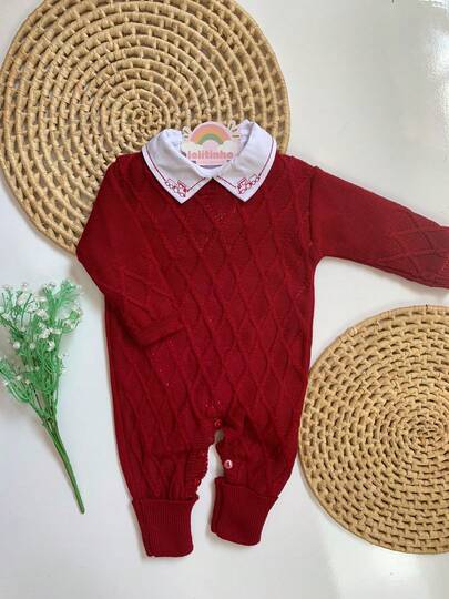 Macacão E Body Kit 2 Peças Menino Inverno Frio Tricô Pezinho