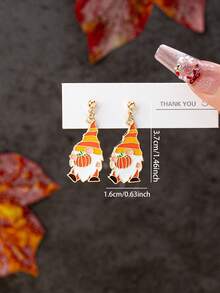 1 par de pendientes colgantes de gnomo esmaltado de Navidad - Pendientes festivos de invierno y Navidad, joyería regalo para mujeres y niñas