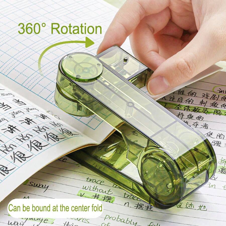 1 buah Stapler Putar 360°, Tersedia Berbagai Warna, Dapat Menjepit Buku ke Berbagai Arah, Stapler Mini Portabel Perlengkapan Kantor, Stapler Portabel - stapler putar - View 1
