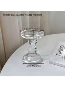 1pc Elegant Transparent Glass Candle Holder - Perfect For Centerpiece Decoration, Suitable For Roman Cup/Tulip/Glass Candle Holder - Wedding And Home Decor | Ideal For Halloween, Christmas And Thanksgiving