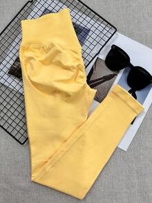 Leggings Woman Yoga Seamless Sports Pants Tummy Control Squat Proof Gym Fitness Workout Scrunch Butt Tights - Yellow - View 4