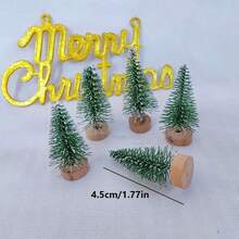 10 pièces Mini Sapins de Noël, Décorations de Noël, Base en Bois, Décorations d'Arbre de Noël, Sapins Verts en Sapin pour Décoration de Fête, Mariage, Bureau et Fête, Décoration de Table Festive, Décorations de Noël, Idéal pour Noël