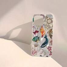 Funda para phone (1 unidad) con diseño moderno y único de corazones, granadas, estrellas y flores. Resistente al agua, a las huellas dactilares y a los arañazos. Transparente, suave y brillante. - Colores mixtos 1 - Ver 3