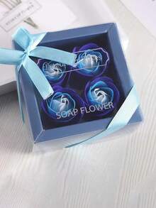 1 pieza Jabón de baño con forma de pétalo de rosa con aroma a rosa, jabón de baño con aceite esencial de rosa suave, caja de regalo para el Día de San Valentín, regalos de boda, regalos para despedida de soltera, flores secas