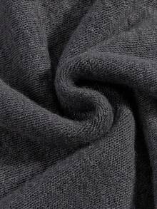 Women's Loose Fit Gray Round Neck Pullover Sweater, Casual For Autumn