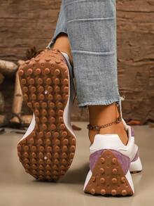 Women's Lightweight Running Sneakers - Lace-Up Closure, Multi-Functional Flat Sole, Breathable Fabric & Faux Leather Material