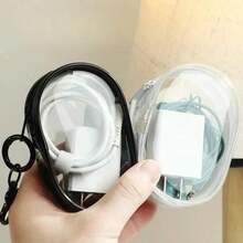 Portable Transparent Charging Storage Bag With Zipper Multifunctional Headphone Travel Accessories With Keychain - trắng - Xem 6