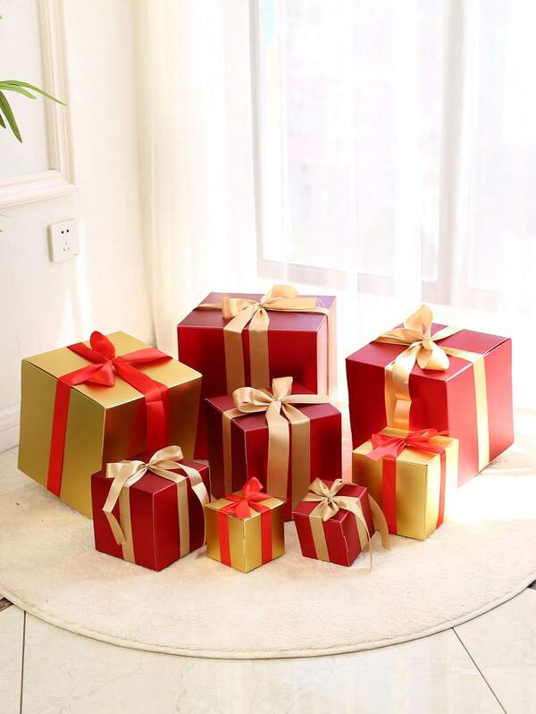 Christmas Holiday Decor Gift Box, Ornament, Centerpiece, Christmas Scene Decor, Hotel Lobby Decor, Party Gift Box, Gold Gift Box, Gift Box, Shopping Mall Decor, Window Display, DIY Gift Box, Photo Prop Home Decor Christmas Decorations Room Decor Winter