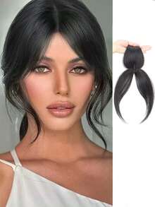 Handmade Invisible Hairline Bangs Hair Topper, Fluffy Natural Elegant Hairstyle Bangs Hair Clip, Covers White Hair, Claw Clips, Hair Accessories, Hair Extension, Hair Piece, Head Accessories - Multicolor - View 7