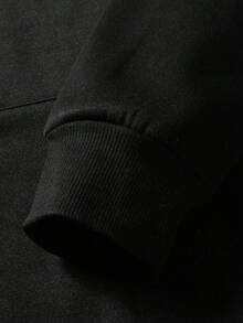 Men's 450g Heavyweight High-Quality Hoodie | Large "Blond" Text & Human Silhouette Print | Casual Long-Sleeve Pullover Hoodie With Pocket For Autumn & Winter (Suitable For Daily Wear & Gifting) - 黑色 - 查看 2