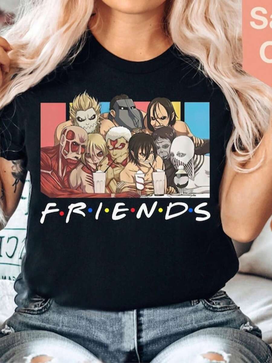 Friends Tv Show Shirt, T-Shirt, Funny Vintage Anime Movie Tee, Unisex , Birthday Gift For Men Women - màu đen - Xem 1