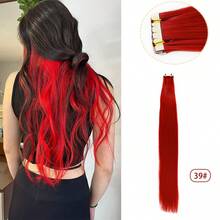 20 piezas Mini extensiones de cabello con cinta adhesiva invisible de 24 pulgadas rectas, extensiones de cabello sintético con cinta de colores para disfraz de Halloween, vestido de fiesta, Navidad, Año Nuevo