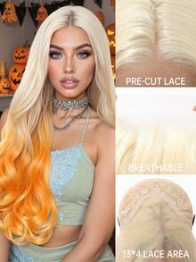 Halloween Neuer Stil 13*4 HD Spitzenfront Perücken 26 Zoll lange lockige Haare ohne Pony, hitzebeständiges synthetisches Haar - Tragen, Partys, Halloween & Cosplay, Festival Geschenke