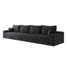 Guangchao 140" Cloud Sectional Couch,Modern Modular Sofa With Deep Seat, Upholstered Couches For Living Room Bedroom,No Assembly Required,Grey(Plush Corduroy Fabric) - 4座(黑色) - 查看 6