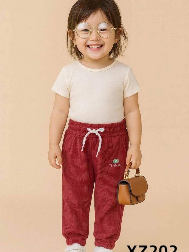 pans tipo pana para niña de 3 a 8 años - Rojo - Añade 2