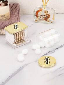 1/3支装棉签收纳盒，适用于浴室罐装收纳整理、梳妆台化妆品收纳，适合存放棉签、棉球、化妆棉、牙线棒等。 - 彩色 - 查看 7