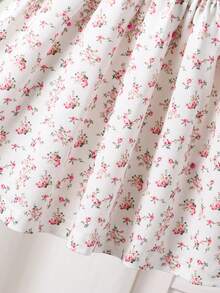 Baby Girls' Fresh & Sweet Ditsy Floral Patchwork Knit Dress, Casual Everyday Wear For Spring/Autumn