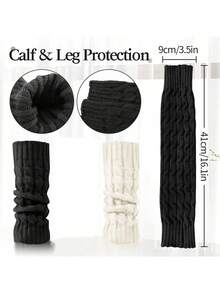 1 双女士冬季保暖靴套，针织靴袜，短款腿套，靴套腿套，保暖圣诞礼物 - 長款 - 查看 3