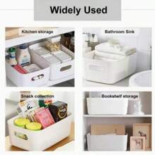 10pcs/5pcs Plastic Study Basket, Kitchen Storage Basket, Bathroom Storage Basket, Handle Storage Basket, Suitable For Home, Kitchen, Bathroom, Office, Bedroom