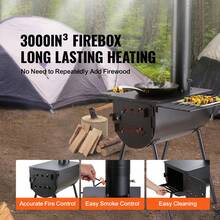 Portable Wood Stove Camping Hot Tent BBQ Stove 118 In For Outdoor W/ Pipes