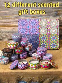 1支/2支/24支/20支/16支/12支/10支/9支/8支装香薰蜡烛套装，小蜡烛，手工大豆蜡烛杯，花瓶和蜡烛，送给家人和朋友的完美礼物，锡罐蜡烛，适合生日、情人节或母亲节活动，芳香疗法礼盒，圣诞装饰，情人节/新年/圣诞节礼物。 - 彩色 - 查看 20