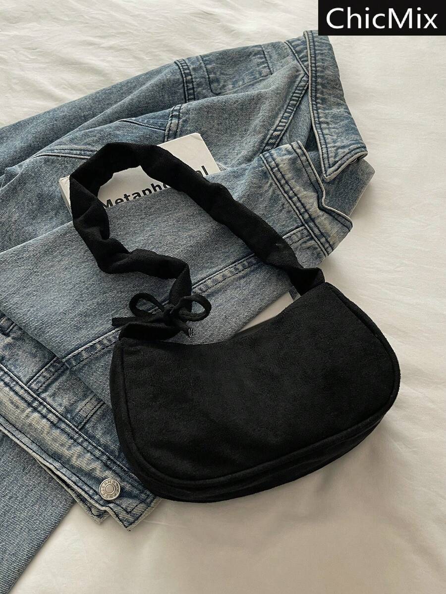 Women's Casual Solid Color Minimalist Shoulder Bag - Black - View 1