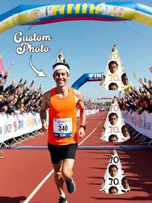 Custom Party Hats - Personalized Age & Photo Design, Celebratory Paper Headwear For 21st, 30th, 40th, 50th, 60th, 70th, 80th, 90th Sports Day,Anniversaries & Retirement, Party Accessories | Celebratory Headwear | Durable Party Hat