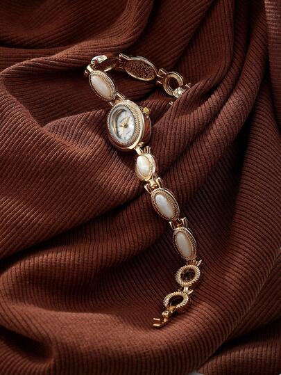 1pc Women's Vintage Style Golden Fashion Watch, Suitable For Daily Wear