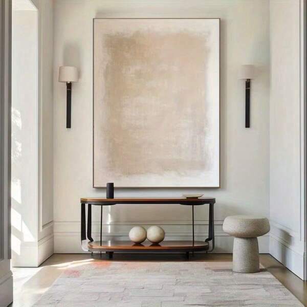 1pc Unframed Beige And Brown Abstract Canvas Poster Large Wall Art, Boho Decor For Living Room Or Office Minimalist Boho Home Decor