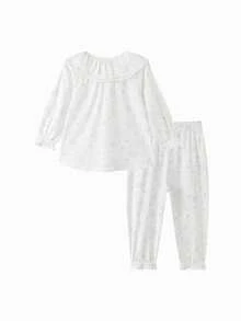 Balabala Girls' Pajama Set 2025 Autumn - Cute Home & Outing Wear For Toddlers - Blue Tint - View 2
