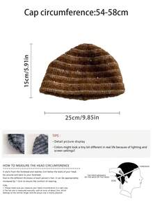 Color-Blocked Cute Pacifier Knitted Beanie Hat, Women's Autumn/Winter Warm, Simple & Versatile, Compact, Elastic Ear Protection Knitted Knit Cap Winter Gear Men's Winter Clothing