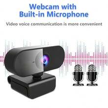 1080P全高清网络摄像头，带降噪麦克风，即插即用视频会议摄像头，具备自动对焦功能，适用于办公室、教室或会议直播。 - 黑色 - 查看 7