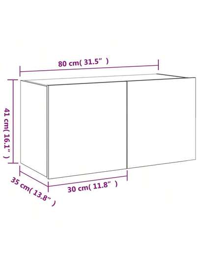 VidaXL TV Wand Unit LED Lighting 80x35x41 Cm Concrete Grijs view 2
