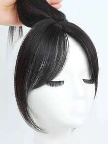 Handmade Invisible Hairline Bangs Hair Topper, Fluffy Natural Elegant Hairstyle Bangs Hair Clip, Covers White Hair, Claw Clips, Hair Accessories, Hair Extension, Hair Piece, Head Accessories - Multicolor - View 6