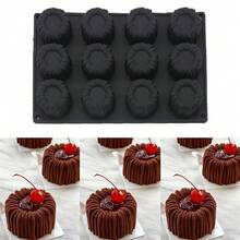 1pc Cylinder/Heart Shaped Silicone Mold, Suitable For Cake Decoration, Mousse, Jelly, Chocolate, Heat-Resistant For Home Baking. Ideal For Daily Homemade Desserts To Satisfy Family's Taste, Party Gatherings To Make Delicate Sweets For Convenient Serving And Festive Atmosphere - Black - View 2