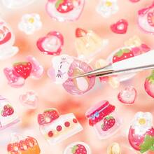 1 Sheet Sticker, Sweet Sugar Party Series, Delicate And Cute 3D Stickers, Used To Decorate Photo Frames, Computer And Phone Cases, Headphones, Water Cups, Junk Magazines, Pencil Cases, Desktop Decorative Stickers, Back-To-School Season Stickers, School Supplies