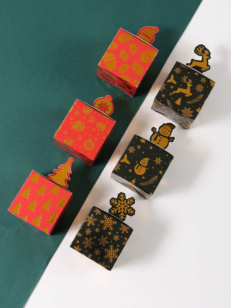 12pcs Christmas Mini Gift Box, Gold Snowflake Elk Style Gift Packaging Box For Christmas Party Supplies, Christmas Party Decorations 2025, Merry Christmas Party Candy Box, New Year Christmas Party Gift Packaging Supplies, Christmas Table Decor, Christmas Decor, Christmas Decorations For Home, Xmas Gifts, Christmas Gifts Party Favors, 2026 New Year Decor