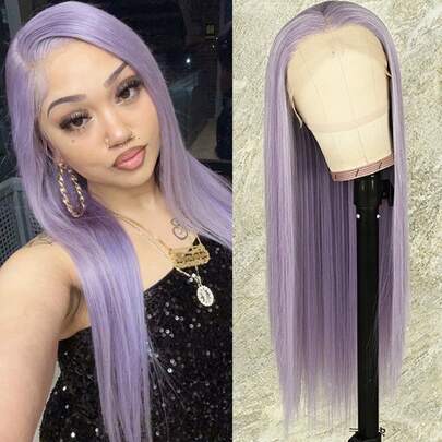 13x4 Free Part Mint Green Long Straight Lace Front Wigs Glueless Long Silky Straight Wigs Pre Plucked HD Lace 180% Density Light Green Wig Soft Free Part Wear And Go Lace Front Wigs For Fashion Women Party & Daily Wear 26 Inch