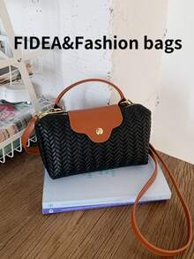 New Fashionable Solid Color Minimalist PU Bucket Bag, Elegant High-End Handbag, Suitable For Work, Shopping, Dating, Versatile - Black - View 4