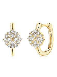 XUJIA 1 par de brincos de argola de moissanite elegantes e luxuosos para mulheres, em prata esterlina 925, redondos, de 1,8 mm e 1,4 mm, perfeitos para aniversários, dia dos namorados, noivado, casamento, joias, presentes