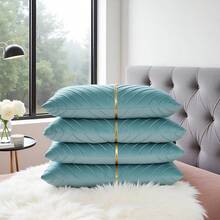Pillows Sofa BedChristmas Green Velvet Throw Pillow Covers 18x18 Inch Pack Of 2 With Gold Leather Home Decorative Cushion Cases Luxury Modern Pillow Covers Sofa Bedroom Livingroom Car - Xanh nước biển - Xem 6