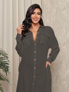 LEABAY ⭐ LONG BEACH KIMONO - NEW SUMMER 2025! ELEGANT, FLUID AND BREATHABLE - FREE SHIPPING ⭐ - Hitam - View 2
