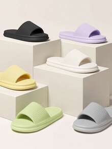 EVA轻便套脚拖鞋，适合居家、海滩或浴室穿着，男女通用 - 2雙鞋-黑色+卡其色 - 查看 10