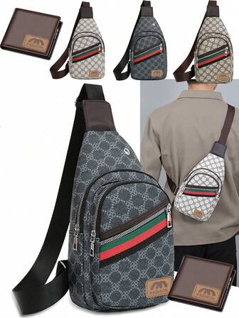 2 Peças De Bolsa Carteiro Masculina Clássica Com Carteira, Compre 1 E Leve 1 Grátis, Bolsa Transversal Empresarial Adequada Para Universidade, Deslocamento, Escritório, Viagens, Volta Às Aulas, Verão, Material Escolar, Bolsa Masculina, Presente De Halloween E Natal